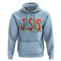 Jesus Loves You Colorful Brush Stroke Christian Hoodie Faith Inspirational Religious Gift for Believers