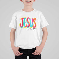 Jesus Loves You Colorful Brush Stroke Christian T Shirt For Kid Faith Inspirational Religious Gift for Believers