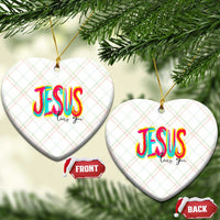 Jesus Loves You Colorful Brush Stroke Christian Ceramic Ornament Faith Inspirational Religious Gift for Believers
