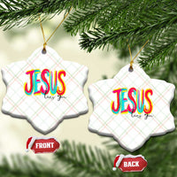 Jesus Loves You Colorful Brush Stroke Christian Ceramic Ornament Faith Inspirational Religious Gift for Believers