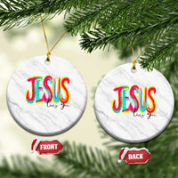 Jesus Loves You Colorful Brush Stroke Christian Ceramic Ornament Faith Inspirational Religious Gift for Believers
