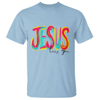 Jesus Loves You Colorful Brush Stroke Christian T Shirt Faith Inspirational Religious Gift for Believers