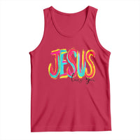 Jesus Loves You Colorful Brush Stroke Christian Tank Top Faith Inspirational Religious Gift for Believers