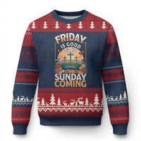 Friday Is Good Cause Sunday Is Coming Christian Easter Ugly Christmas Sweater Cross Sunrise Floral Faith Inspirational Gift