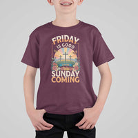 Friday Is Good Cause Sunday Is Coming Christian Easter T Shirt For Kid Cross Sunrise Floral Faith Inspirational Gift