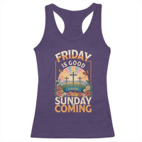 Friday Is Good Cause Sunday Is Coming Christian Easter Racerback Tank Top Cross Sunrise Floral Faith Inspirational Gift
