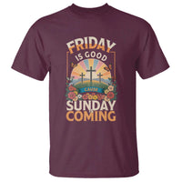 Friday Is Good Cause Sunday Is Coming Christian Easter T Shirt Cross Sunrise Floral Faith Inspirational Gift