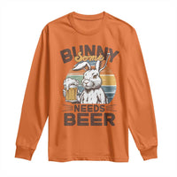 Some Bunny Needs Beer Funny Easter Drinking Humor Long Sleeve Shirt Retro Rabbit Beer Lover Gift
