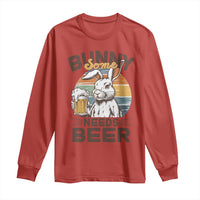 Some Bunny Needs Beer Funny Easter Drinking Humor Long Sleeve Shirt Retro Rabbit Beer Lover Gift
