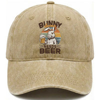 Some Bunny Needs Beer Funny Easter Drinking Humor Washed Cotton Baseball Cap Retro Rabbit Beer Lover Gift