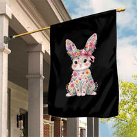 Cute Floral Easter Bunny Graphic Garden Flag Adorable Spring Rabbit with Flowers Pastel Aesthetic Gift