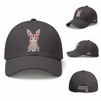 Cute Floral Easter Bunny Graphic Baseball Cap Adorable Spring Rabbit with Flowers Pastel Aesthetic Gift