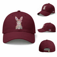 Cute Floral Easter Bunny Graphic Baseball Cap Adorable Spring Rabbit with Flowers Pastel Aesthetic Gift