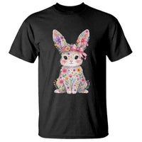 Cute Floral Easter Bunny Graphic T Shirt Adorable Spring Rabbit with Flowers Pastel Aesthetic Gift