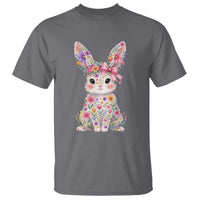 Cute Floral Easter Bunny Graphic T Shirt Adorable Spring Rabbit with Flowers Pastel Aesthetic Gift