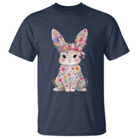 Cute Floral Easter Bunny Graphic T Shirt Adorable Spring Rabbit with Flowers Pastel Aesthetic Gift