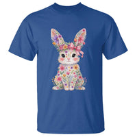 Cute Floral Easter Bunny Graphic T Shirt Adorable Spring Rabbit with Flowers Pastel Aesthetic Gift