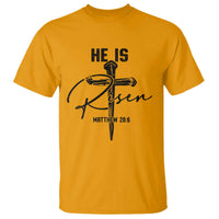 He Is Risen Matthew 28:6 Christian Easter T Shirt Nail Cross Faith Religious Inspirational Gift