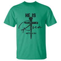 He Is Risen Matthew 28:6 Christian Easter T Shirt Nail Cross Faith Religious Inspirational Gift