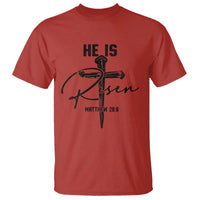 He Is Risen Matthew 28:6 Christian Easter T Shirt Nail Cross Faith Religious Inspirational Gift