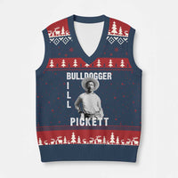 Bill Pickett V-Neck Knit Sweater Vest Bulldogger Black Cowboy Western Legend Vintage - Wonder Print Shop