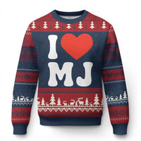 I Heart MJ Classic Graphic Tribute Ugly Christmas Sweater Love Pop Legend Iconic Culture Music Fan Favor