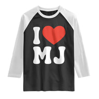 I Heart MJ Classic Graphic Tribute Raglan Shirt Love Pop Legend Iconic Culture Music Fan Favor