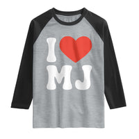 I Heart MJ Classic Graphic Tribute Raglan Shirt Love Pop Legend Iconic Culture Music Fan Favor