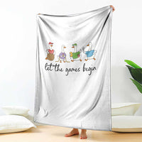 Let the Games Begin Cute Geese Throw Blanket Field Day Whimsical School Sports