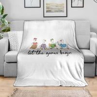 Let the Games Begin Cute Geese Throw Blanket Field Day Whimsical School Sports