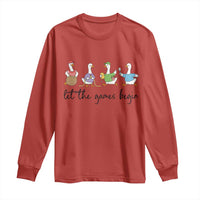 Let the Games Begin Cute Geese Long Sleeve Shirt Field Day Whimsical School Sports