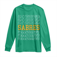 Retro Sabres Name Script Style Long Sleeve Shirt Vintage Distressed Sports Spirit Fan Pride