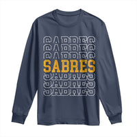 Retro Sabres Name Script Style Long Sleeve Shirt Vintage Distressed Sports Spirit Fan Pride