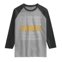 Retro Sabres Name Script Style Raglan Shirt Vintage Distressed Sports Spirit Fan Pride