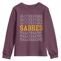 Retro Sabres Name Script Style Youth Sweatshirt Vintage Distressed Sports Spirit Fan Pride