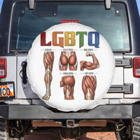 LGBTQ Acronym Funny Fitness Gym Rainbow Muscle Graphic Spare Tire Cover Legs Glutes Biceps Triceps Quads