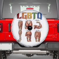LGBTQ Acronym Funny Fitness Gym Rainbow Muscle Graphic Spare Tire Cover Legs Glutes Biceps Triceps Quads