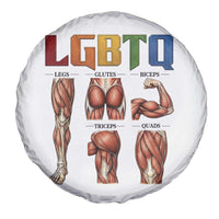 LGBTQ Acronym Funny Fitness Gym Rainbow Muscle Graphic Spare Tire Cover Legs Glutes Biceps Triceps Quads