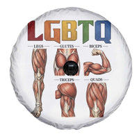 LGBTQ Acronym Funny Fitness Gym Rainbow Muscle Graphic Spare Tire Cover Legs Glutes Biceps Triceps Quads