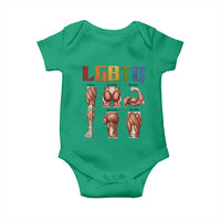 LGBTQ Acronym Funny Fitness Gym Rainbow Muscle Graphic Baby Onesie Legs Glutes Biceps Triceps Quads