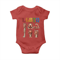 LGBTQ Acronym Funny Fitness Gym Rainbow Muscle Graphic Baby Onesie Legs Glutes Biceps Triceps Quads