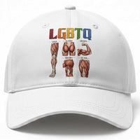 LGBTQ Acronym Funny Fitness Gym Rainbow Muscle Graphic Baseball Cap Legs Glutes Biceps Triceps Quads