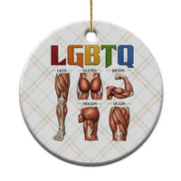 LGBTQ Acronym Funny Fitness Gym Rainbow Muscle Graphic Ceramic Ornament Legs Glutes Biceps Triceps Quads