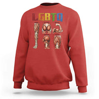 LGBTQ Acronym Funny Fitness Gym Rainbow Muscle Graphic Sweatshirt Legs Glutes Biceps Triceps Quads