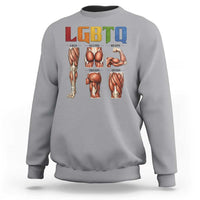 LGBTQ Acronym Funny Fitness Gym Rainbow Muscle Graphic Sweatshirt Legs Glutes Biceps Triceps Quads