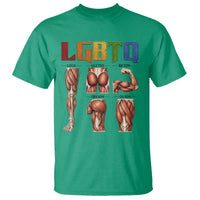 LGBTQ Acronym Funny Fitness Gym Rainbow Muscle Graphic T Shirt Legs Glutes Biceps Triceps Quads