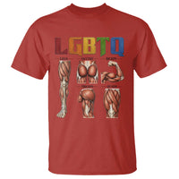 LGBTQ Acronym Funny Fitness Gym Rainbow Muscle Graphic T Shirt Legs Glutes Biceps Triceps Quads