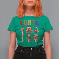 LGBTQ Acronym Funny Fitness Gym Rainbow Muscle Graphic T Shirt For Women Legs Glutes Biceps Triceps Quads
