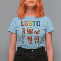 LGBTQ Acronym Funny Fitness Gym Rainbow Muscle Graphic T Shirt For Women Legs Glutes Biceps Triceps Quads