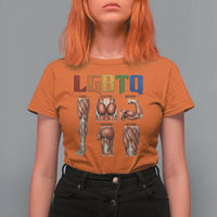 LGBTQ Acronym Funny Fitness Gym Rainbow Muscle Graphic T Shirt For Women Legs Glutes Biceps Triceps Quads